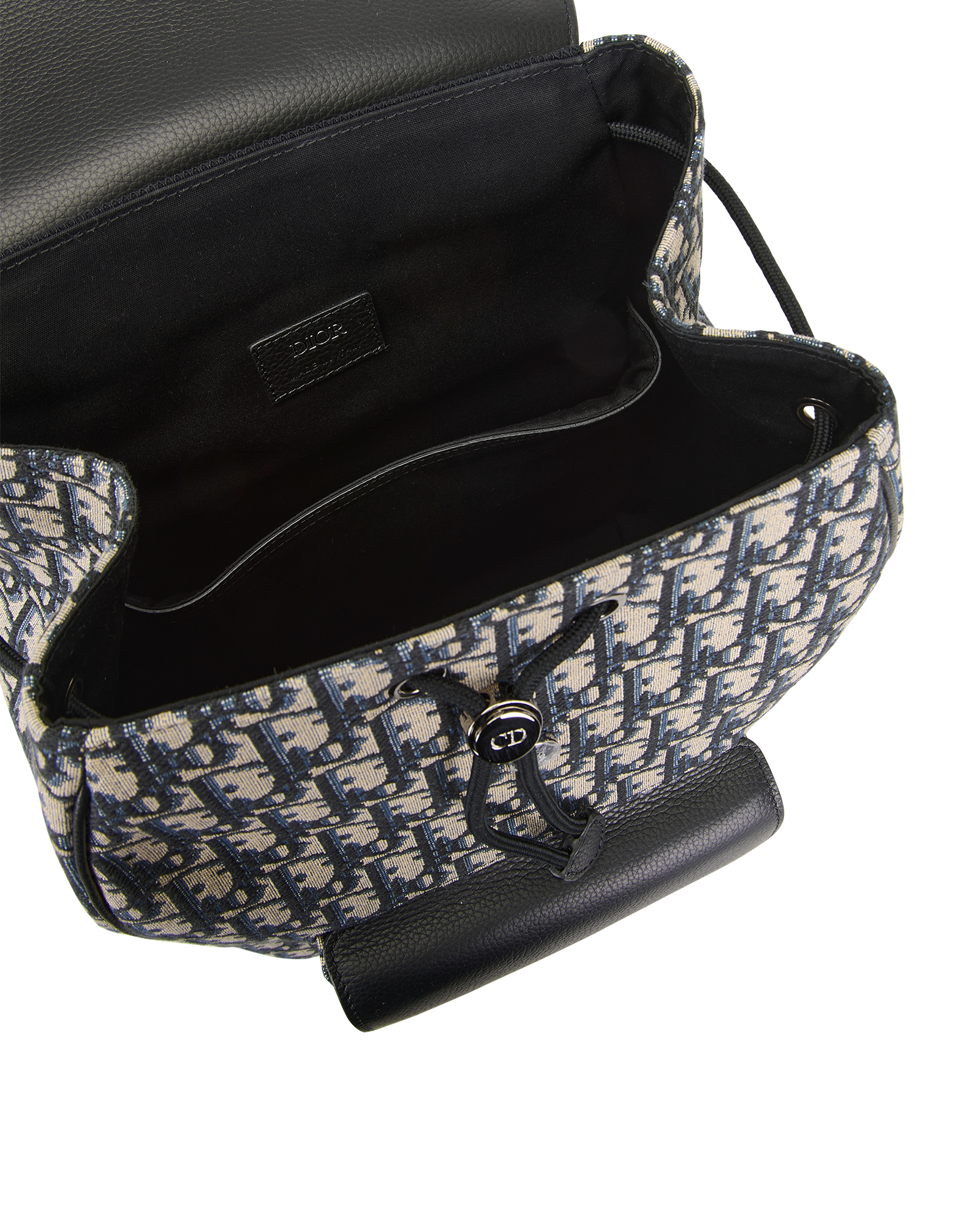 Saddle Backpack, &pound;1,800, Handbags, Navy, Canvas/Leather, Other view